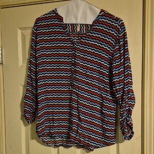 Grand & Greene Red and Blue Zigzag Blouse